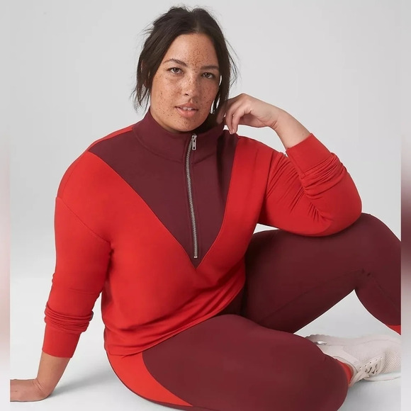 LIVI CozySoft Half-Zip Colorblock Cropped Pullover In Adrenaline Rush Size 22/24 - Picture 1 of 9